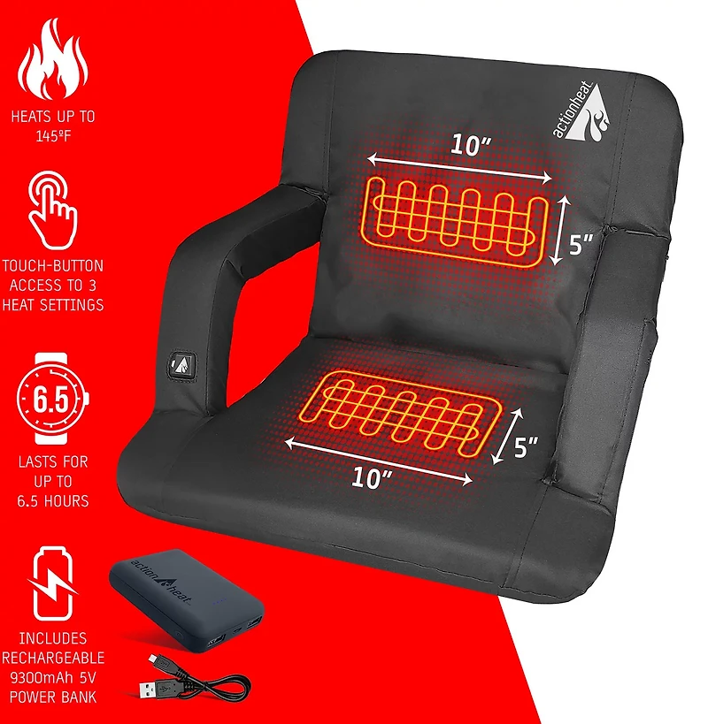 ActionHeat 5 Volt Battery-Heated Folding Bleacher Seat