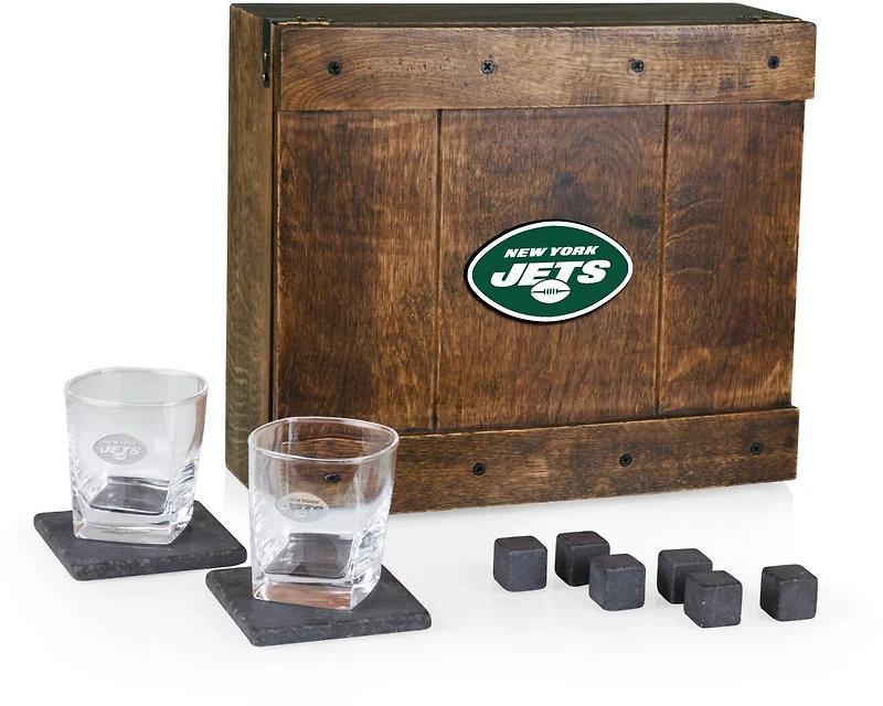 Picnic Time New York Jets Whiskey Box Gift Set