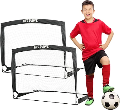 NetPlayz 4 ft x 3 ft x 3 ft Instant Pop-Up Portable Soccer Goals 2-Pack