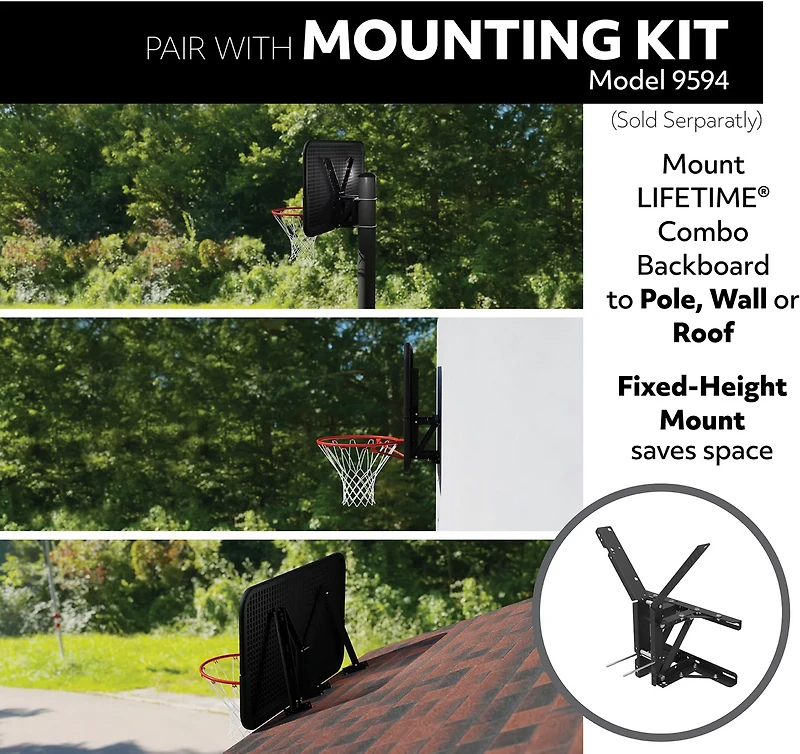 Lifetime 44 in Polycarbonate Basketball Backboard and Rim Combo