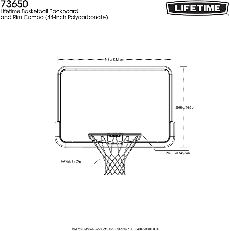 Lifetime 44 in Polycarbonate Basketball Backboard and Rim Combo