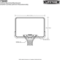 Lifetime 44 in Polycarbonate Basketball Backboard and Rim Combo