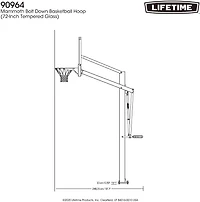Lifetime Mammoth Bolt Down 72 in Glass Basketball Hoop