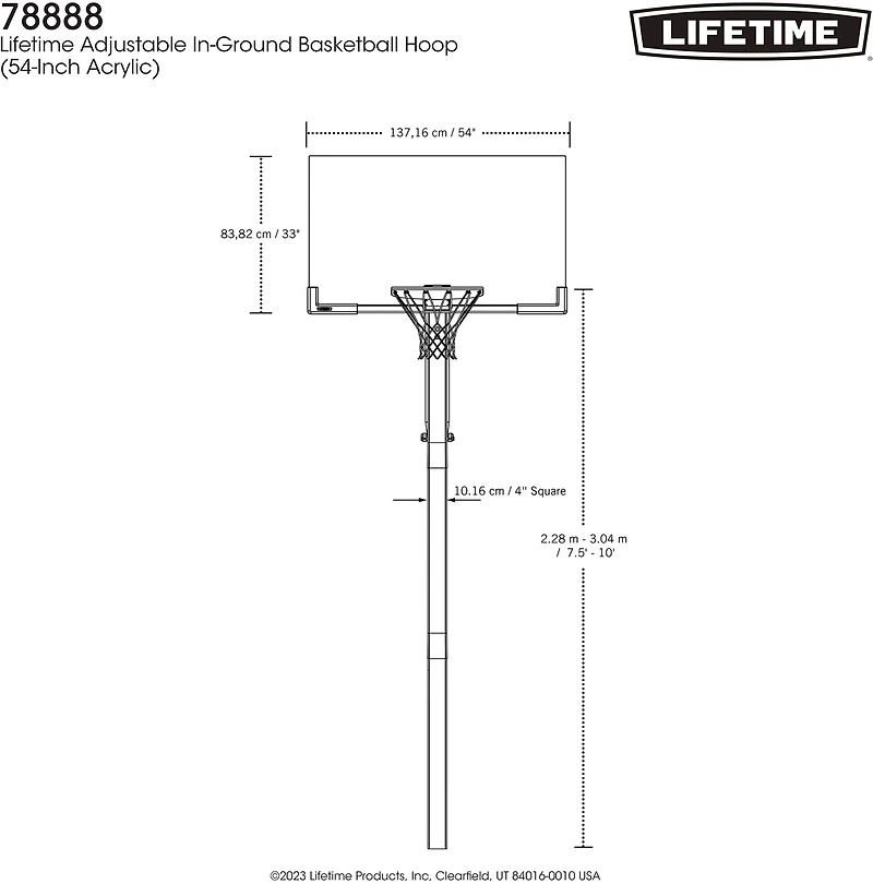 Lifetime Adjustable In-Ground 54 in Acrylic Basketball Hoop