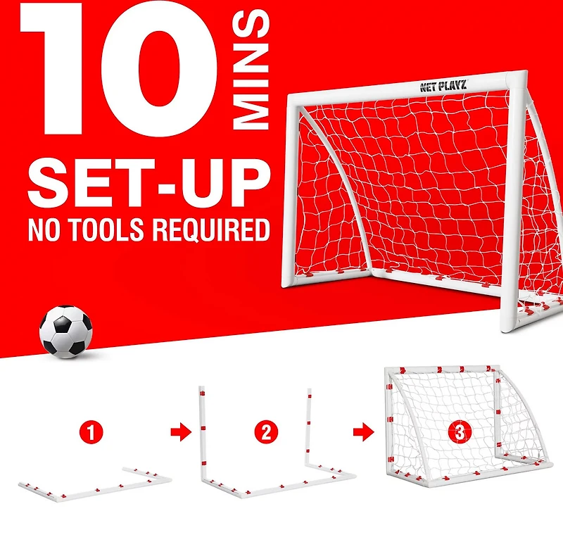 NetPlayz 4 ft x 2 ft x 3 ft Backyard PVC Soccer Goal
