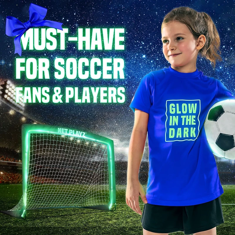 NetPlayz 4 ft x 3 ft x 3 ft Glow-in-the-Dark Portable Soccer Goal