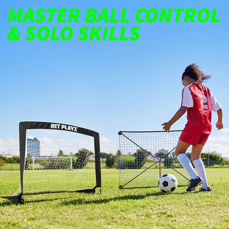 NetPlayz 4 ft x 3 ft Soccer Goal and Rebounder Net Set