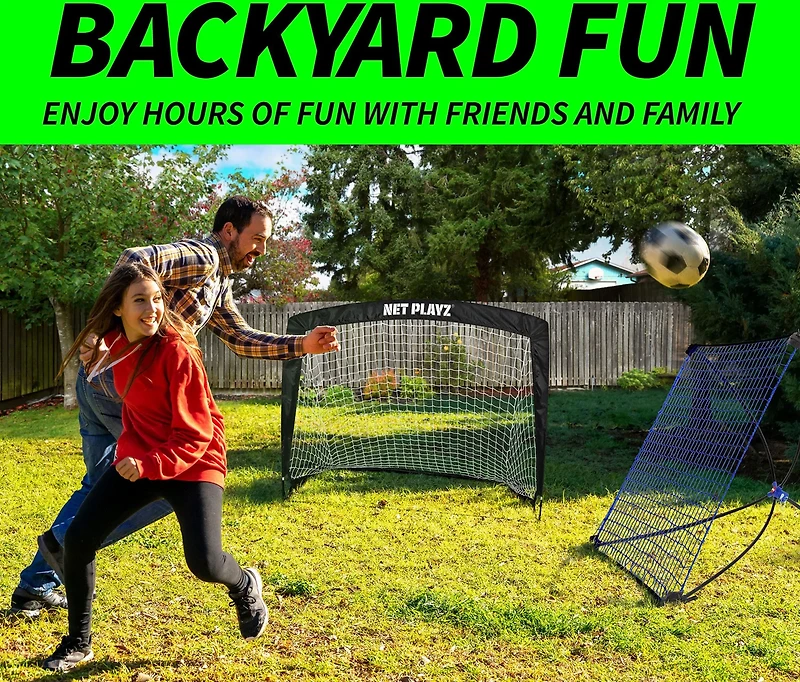 NetPlayz 4 ft x 3 ft Soccer Goal and Rebounder Net Set