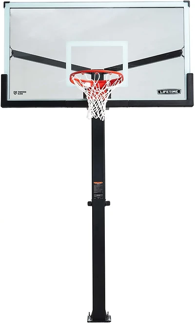 Lifetime Mammoth Bolt Down 72 in Glass Basketball Hoop