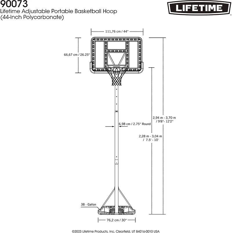 Lifetime 44 in Polycarbonate Portable Basketball Hoop