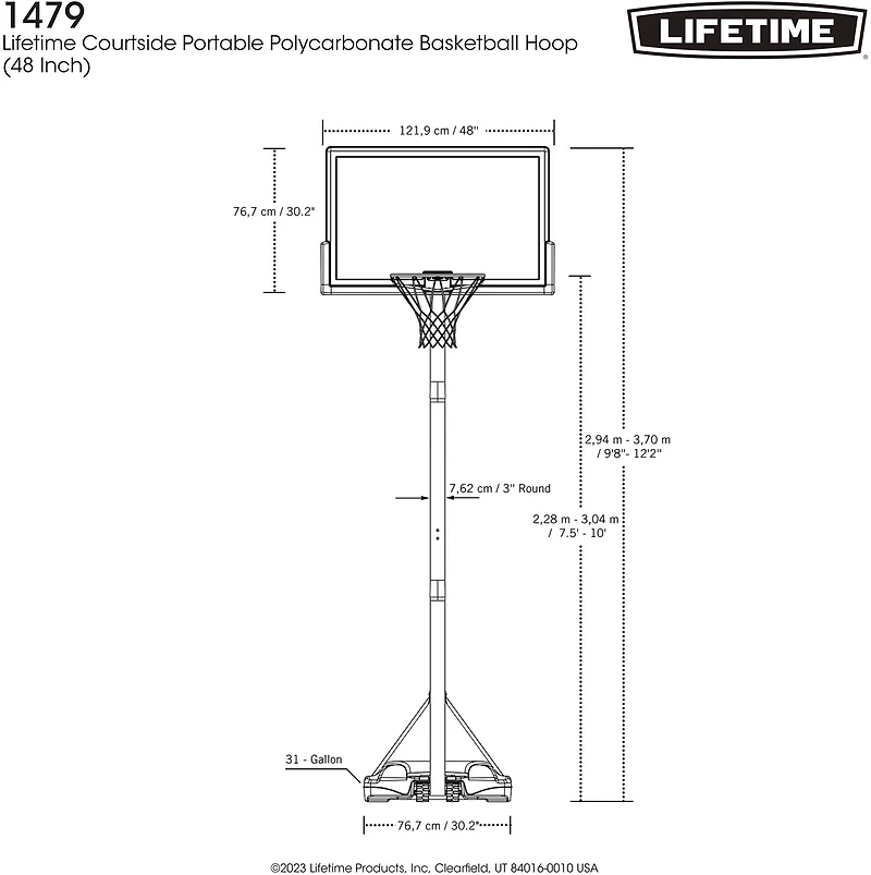 Lifetime Courtside 48 in Portable Polycarbonate Basketball Hoop