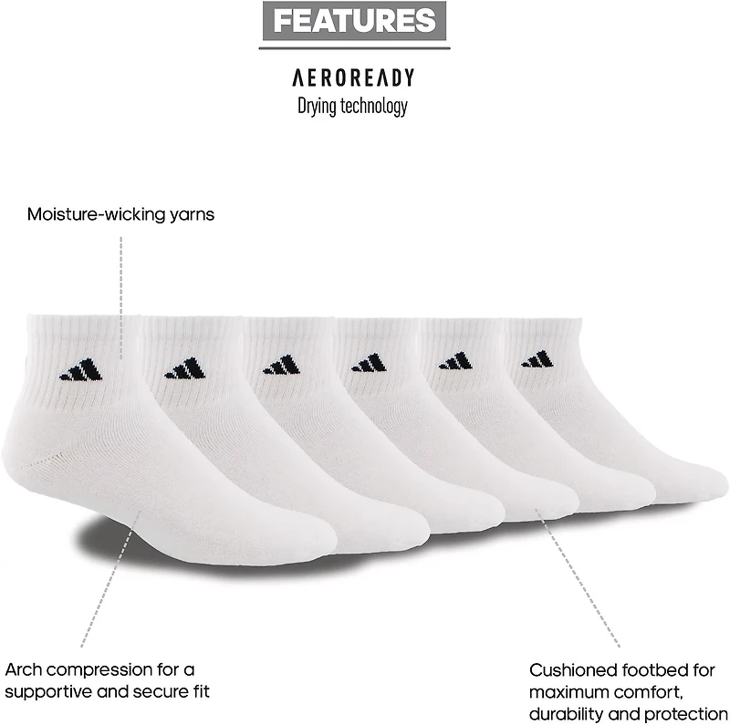 adidas Men's climalite Quarter Socks 6 Pack