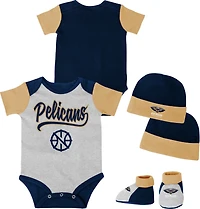 Outerstuff Infants' New Orleans Pelicans Buzzer Beater Creeper, Hat and Bootie Set