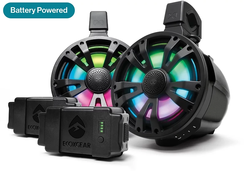 ECOXGEAR Sound Extreme Tower 8 Two AMP Speakers and Batteries 2-Pack