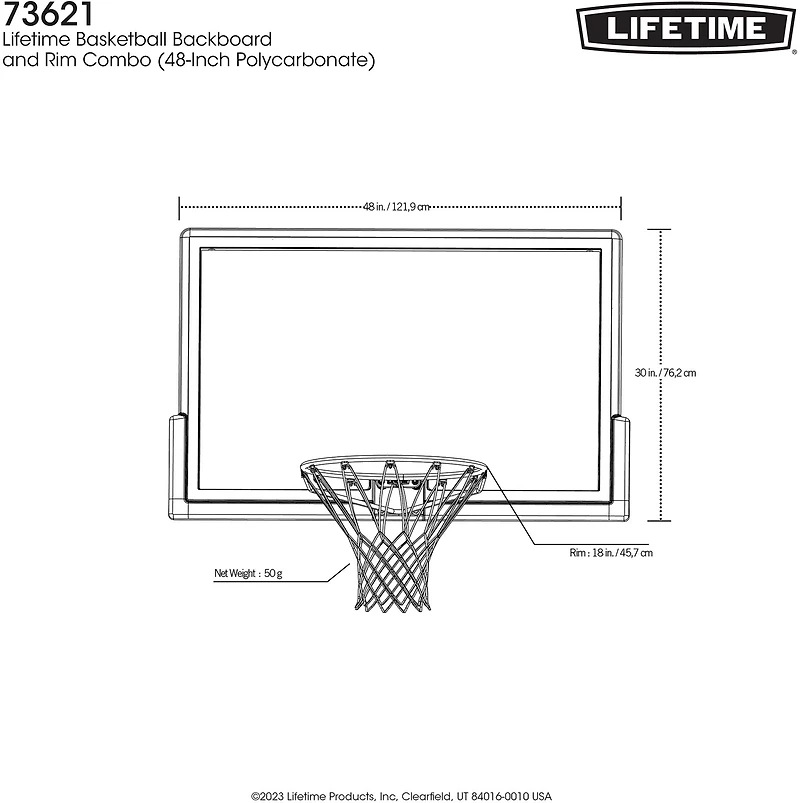Lifetime Basketball 48 in Backboard and Rim Combo
