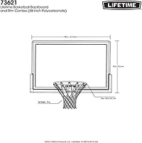 Lifetime Basketball 48 in Backboard and Rim Combo