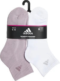 adidas Women's Athletic Cushioned Quarter-Length Socks 6-Pack