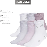 adidas Women's Athletic Cushioned Quarter-Length Socks 6-Pack