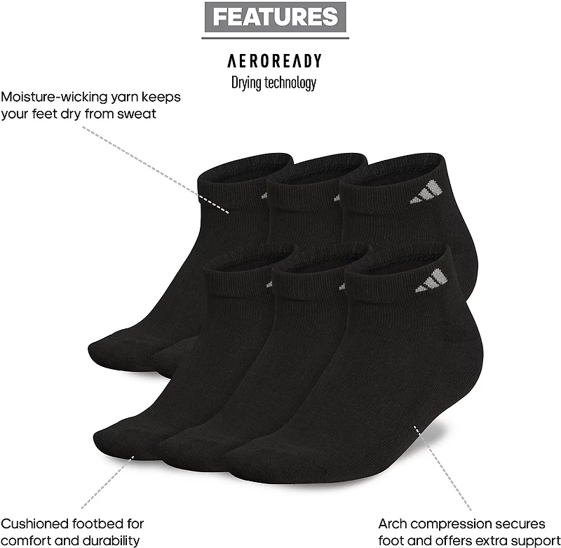 adidas Women's Athletic Cushioned Low-Cut Socks 6-Pack
