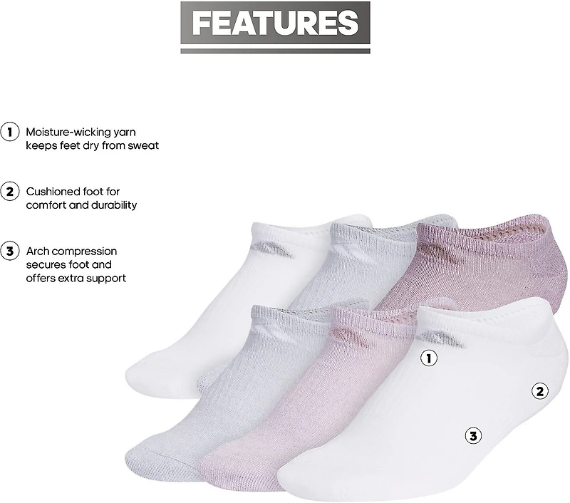 adidas Women's No-Show Socks 6 Pack