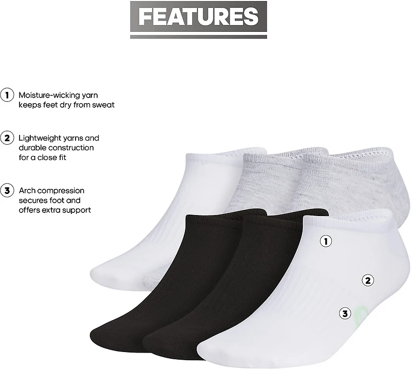 adidas Men's Superlite Classic Athletic No Show Socks