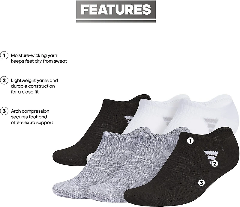 adidas Women's Superlite 3.0 Athletic No Show Socks