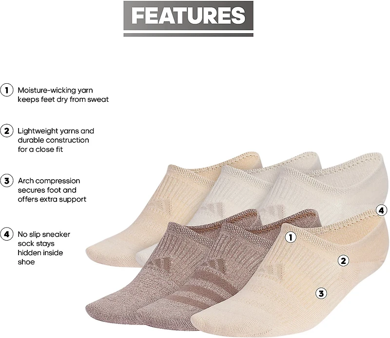 adidas Women's Superlite 3.0 Athletic Super No Show Socks