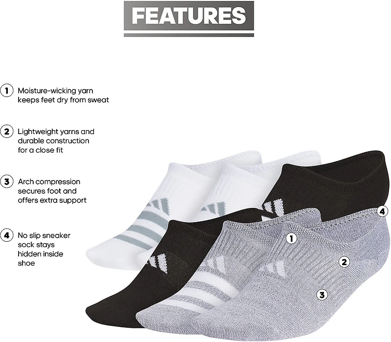 adidas Women's Superlite 3.0 Athletic Super No Show Socks