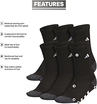 adidas Youth Cushioned Crew Socks 6 Pack