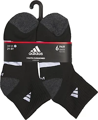adidas Youth Cushioned Quarter Socks 6 Pack