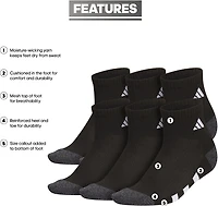 adidas Youth Cushioned Quarter Socks 6 Pack