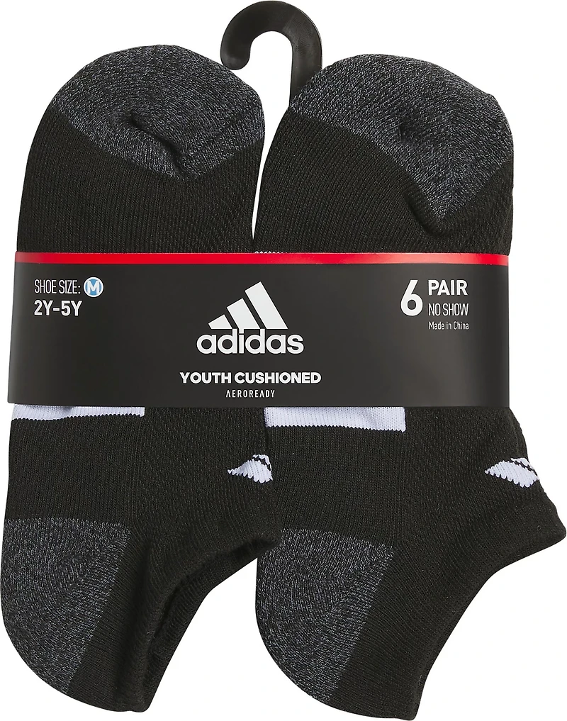 adidas Youth Cushioned No Show Socks 6 Pack