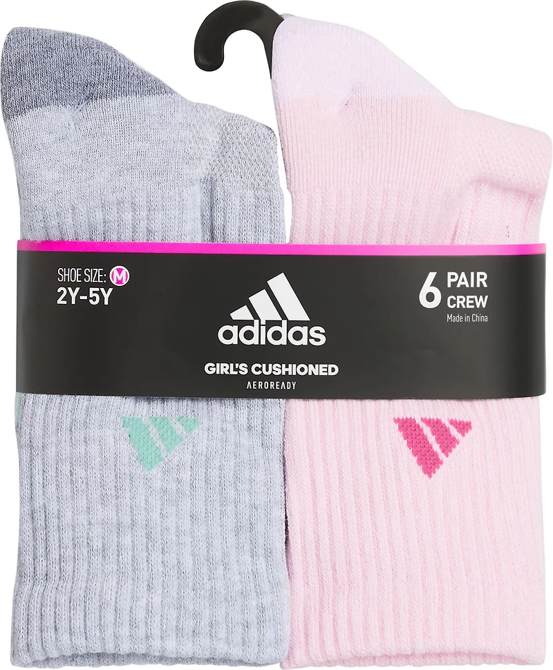 adidas Girls' Cushioned Crew Socks 6 Pack