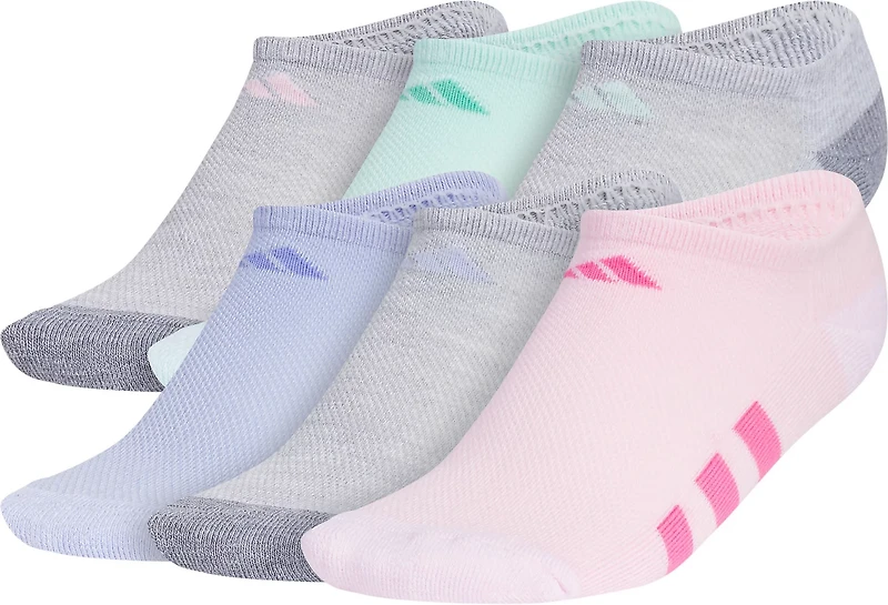 adidas Girls' Cushioned No Show Socks 6 Pack