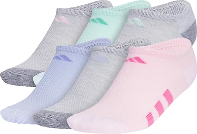 adidas Girls' Cushioned No Show Socks 6 Pack