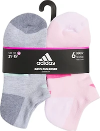 adidas Girls' Cushioned No Show Socks 6 Pack