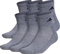 adidas Men's Large Athletic Quarter Socks 6 Pack