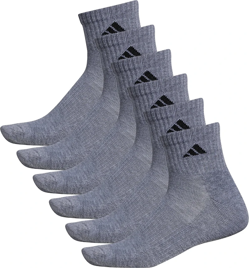 adidas Men's Large Athletic Quarter Socks 6 Pack