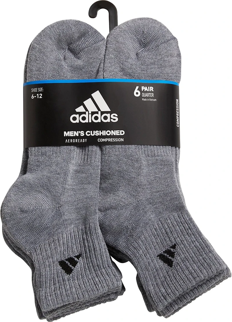 adidas Men's Large Athletic Quarter Socks 6 Pack