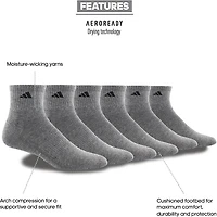 adidas Men's Large Athletic Quarter Socks 6 Pack