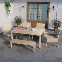 Mosaic 6 Piece Dining Set with Wicker and Faux Wood