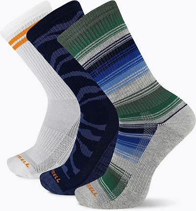 Merrell Adults' Recycled Everyday Stripe Hiking Crew Socks 3 Pack