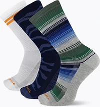 Merrell Adults' Recycled Everyday Stripe Hiking Crew Socks 3 Pack