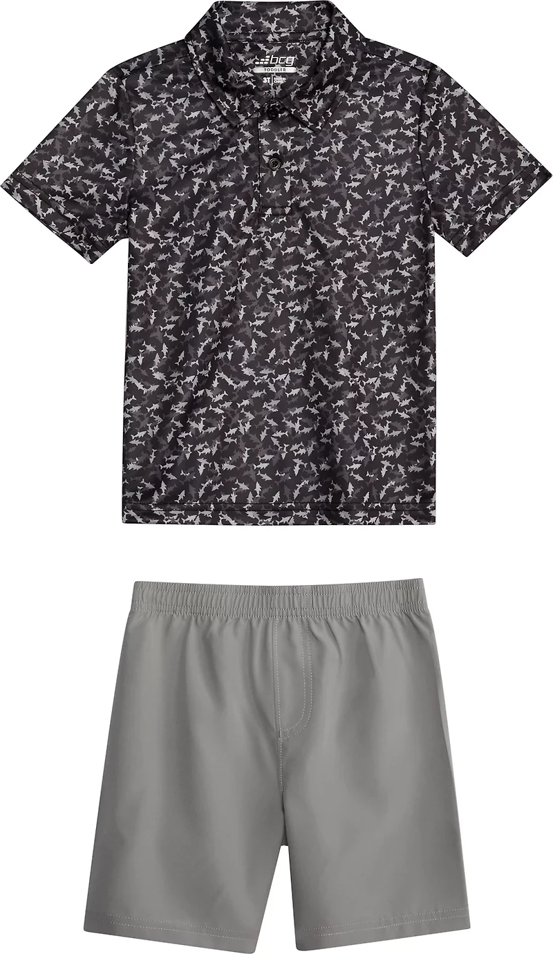 BCG Boys' 4-7 Golf Surreal Shark Print Golf Polo Shirt and Shorts Set