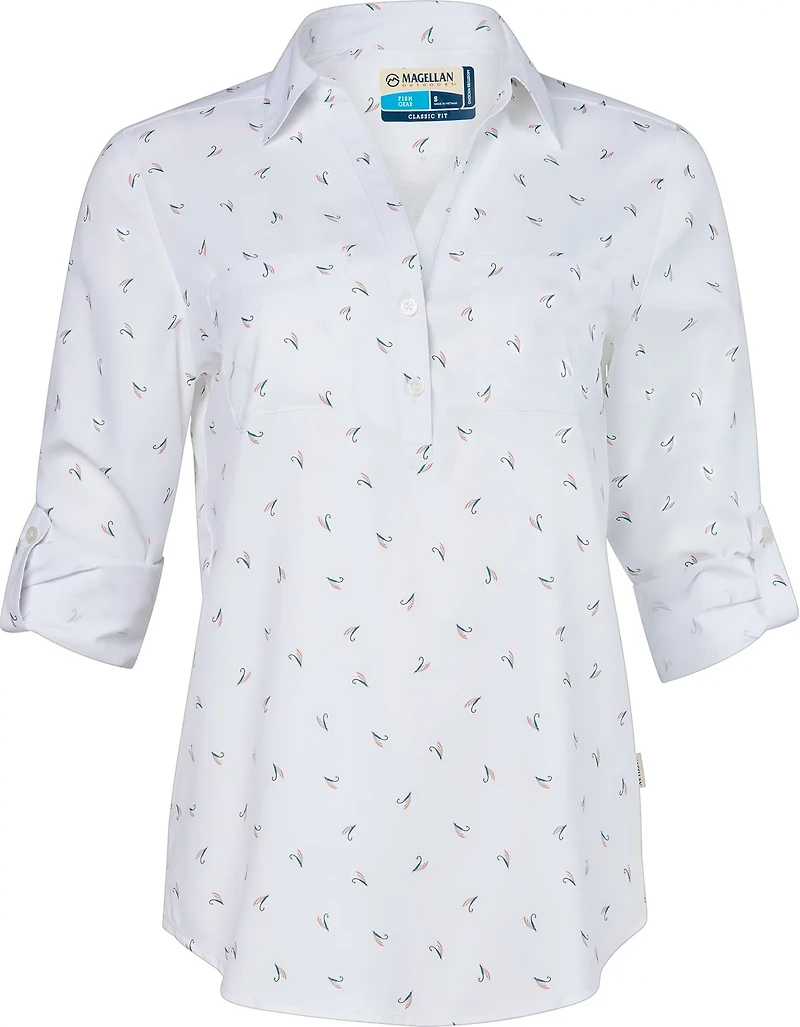 Magellan Outdoors Women's Aransas Pass Long Sleeve Henley Stripe Shirt