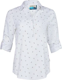 Magellan Outdoors Women's Aransas Pass Long Sleeve Henley Stripe Shirt