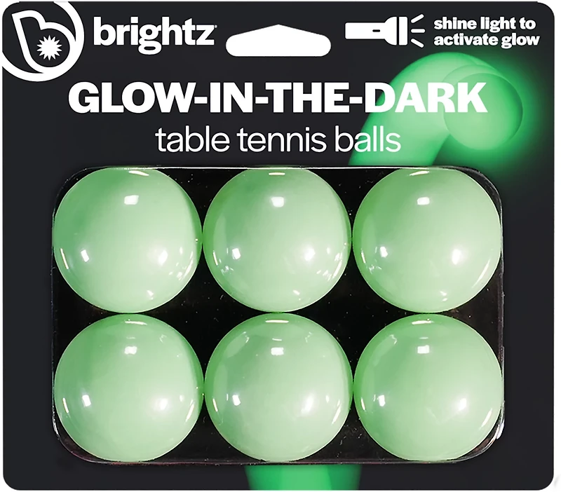 Brightz Glow-in-the-Dark Table Tennis Balls 6-Pack