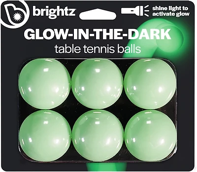 Brightz Glow-in-the-Dark Table Tennis Balls 6-Pack