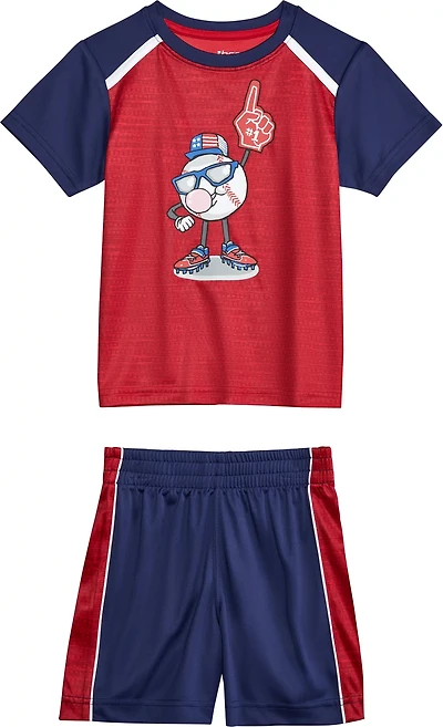 BCG Boys' (4-7) Baseball Finger Short Sleeve T-shirt and Shorts Set
