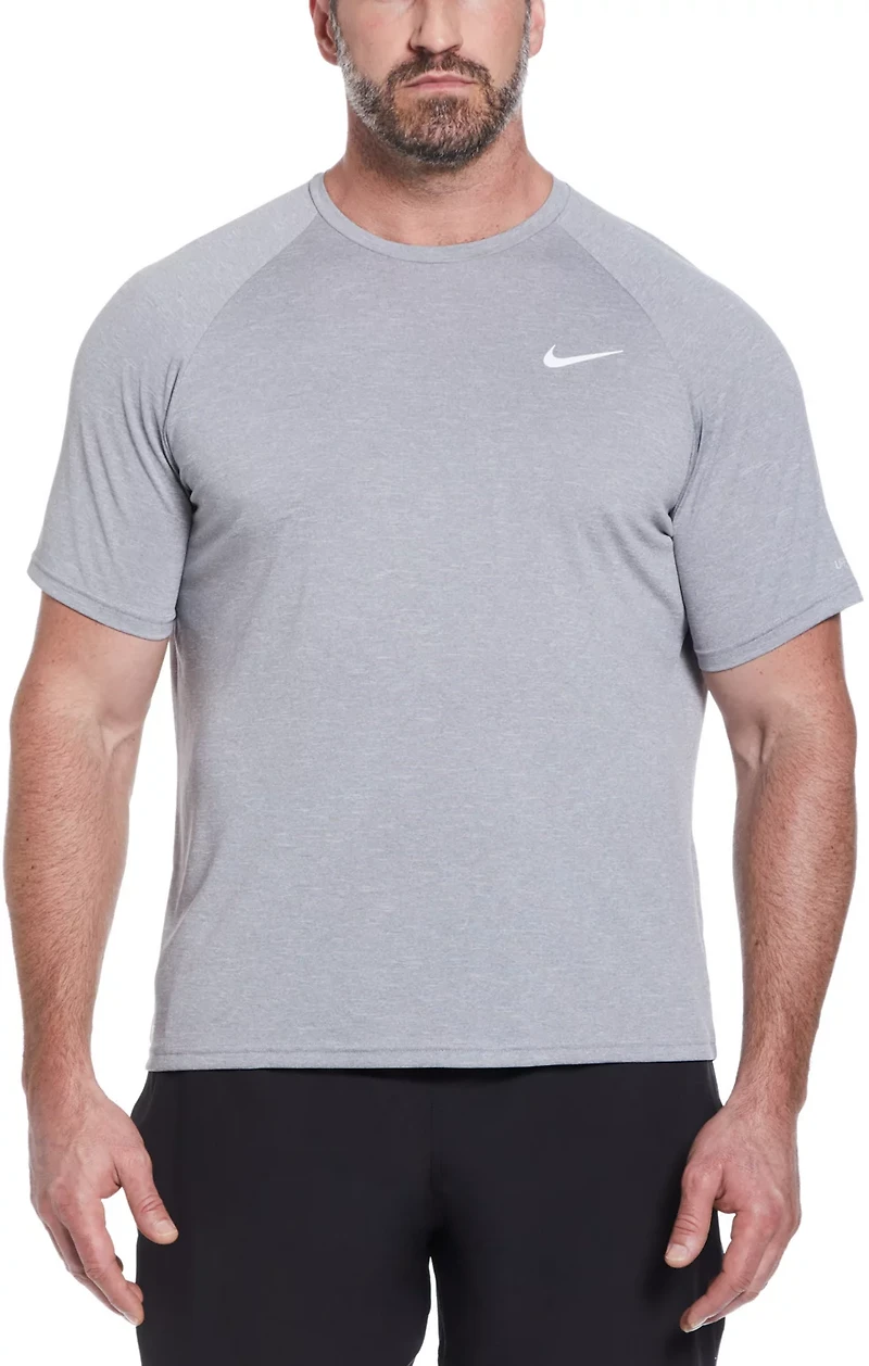 Nike Men's Big and Tall Swim Heather Short Sleeve Hydroguard Swim Top